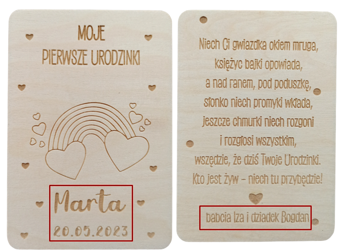 KARTKA NA ROCZEK pierwsze urodzinki urodziny ŻYCZENIA CHRZEST DREWNIANA GRATIS (5)