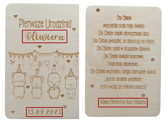  KARTKA NA ROCZEK pierwsze urodzinki urodziny ŻYCZENIA CHRZEST DREWNIANA GRATIS dla dziewczynki dla chłopca (3)