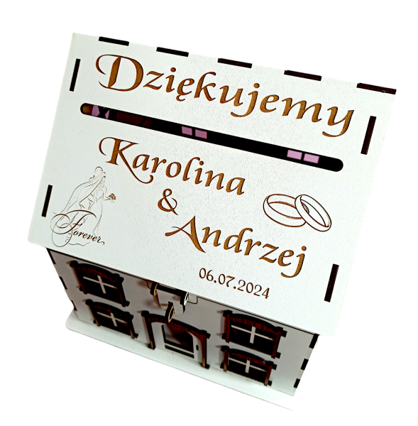  DOMEK Para Młoda chatka PUDEŁKO na koperty ślubne życzenia weselne skrzynka ślub wesele białe (5)