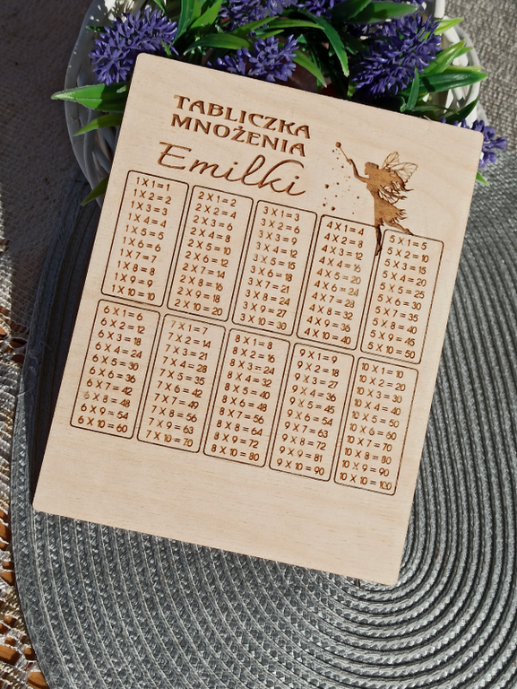 Drewniana TABLICZKA MNOŻENIA  Drewniana tabliczka edukacyjna 2w1 nauka kontynenty, kierunki świata, kompas (5)