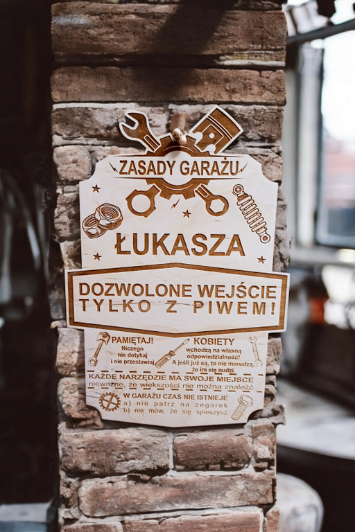 TABLICA ZASADY GARAŻU prezent NIEGO urodziny drewniany plakat TATY garaż (1)
