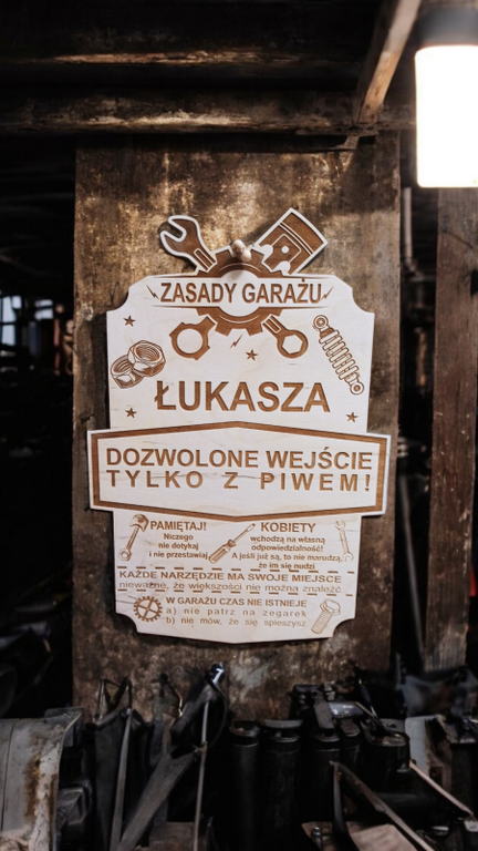 TABLICA ZASADY GARAŻU prezent NIEGO urodziny drewniany plakat TATY garaż (2)