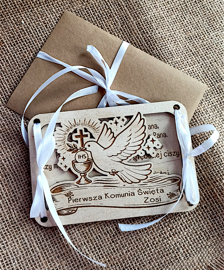 kartka z kopertą, elegancka kartka komunijna