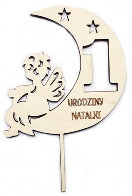 TOPER tort ROCZEK urodziny anioł KSIĘŻYC topper