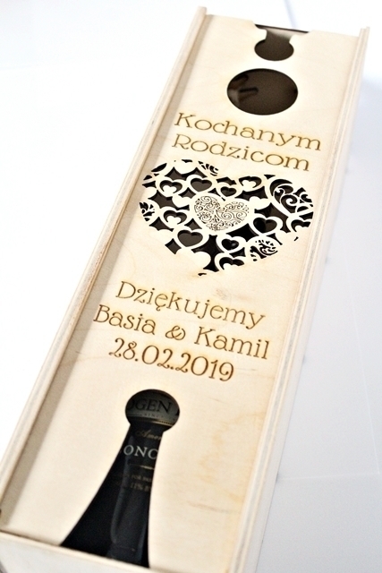 Podziękowanie świadkom RODZICOM SKRZYNKA pudełko na wino (2)