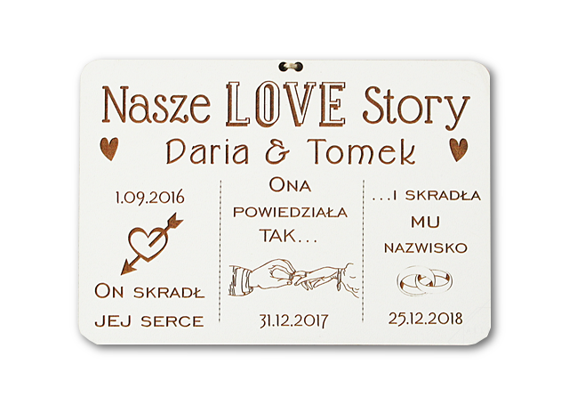 Tabliczka Ważne Daty NASZA HISTORIA prezent GRAWER pamiątka dla zakochanych nowożeńcy młoda para rocznica ślubu wspomnienia (1)