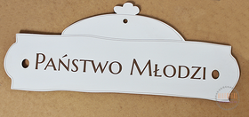TABLICA państwo młodzi TWÓJ TEKST grawer ślub wesele biała laser