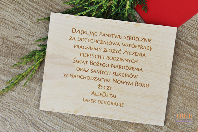 Świąteczne życzenia drewniane LOGO choinka kartka Boże Narodzenie firmowe życzenia 3D (2)