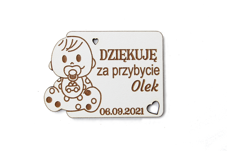 MAGNES PODZIĘKOWANIA gości CHRZEST roczek TWÓJ TEKST biały personalizacja (1)