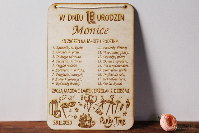 DYPLOM osiemnastka CERTYFIKAT urodzenia pamiątka zabawna tabliczka na ścianę życzenia (2)