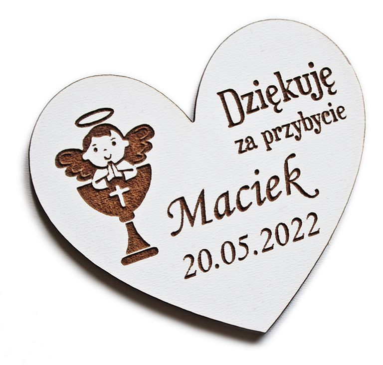 Pierwsza Komunia Święta MAGNESY dla gości magnes PODZIĘKOWANIE drewniany prezent BIAŁY kielich aniołek (1)