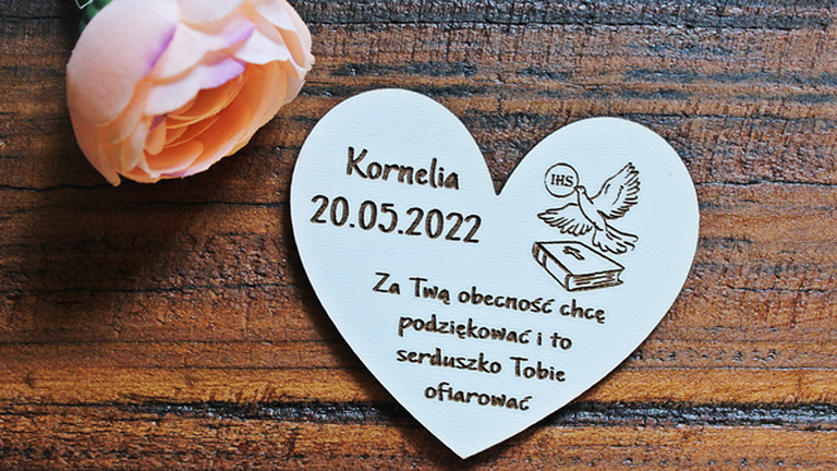 Pierwsza Komunia Święta MAGNESY dla gości magnes PODZIĘKOWANIE drewniany prezent BIAŁY gołąb (2)