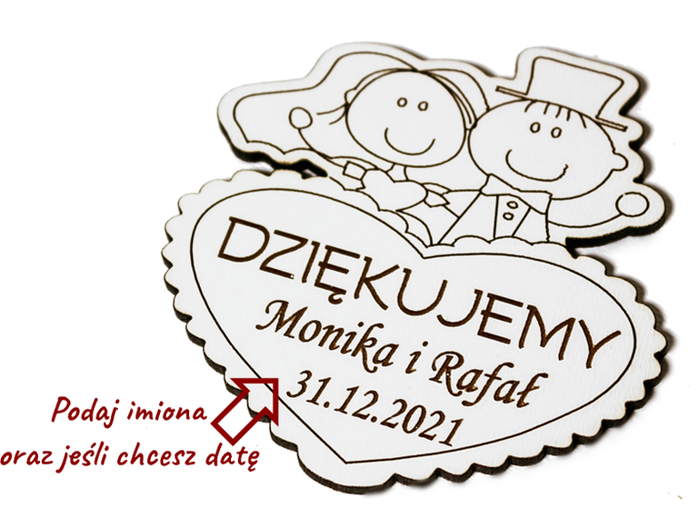 Magnes MAGNESY ślubny podziękowania dla gości weselnych BIAŁY młoda para upominki (3)