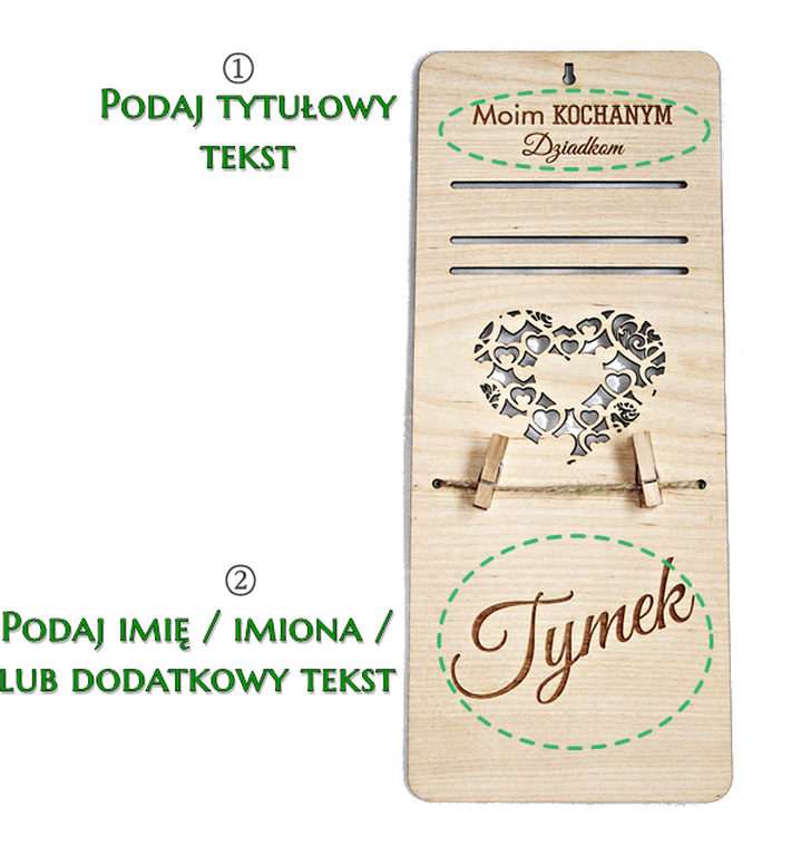 Podkładka pod kalendarz DŁUGA okładka na ścianę do zawieszenia kalendarza drewniana Dzień Babci i Dziadka (5)