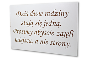 Tablica Dziś dwie rodziny wesele ślubna dekoracja drewniana ślub zawieszka na ścianę nad Parą Młodą 