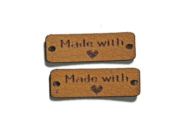Wszywka 30x10 metka ekoskóra Made with love prezent rękodzieło