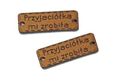 Wszywka 30x10 metka ekoskóra PRZYJACIÓŁKA MI ZROBIŁA prezent 