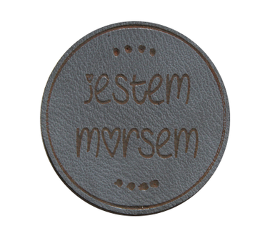 Wszywka KOŁO metka eko skóra JESTEM MORSEM rękodzieło handmade
