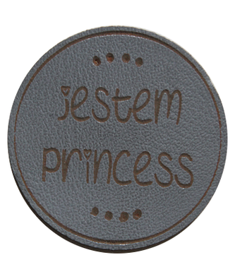 Wszywka KOŁO metka eko skóra JESTEM PRINCESS rękodzieło handmade