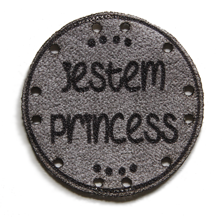 Wszywka KOŁO metka NUBUK zamsz JESTEM PRINCESS rękodzieło handmade (1)