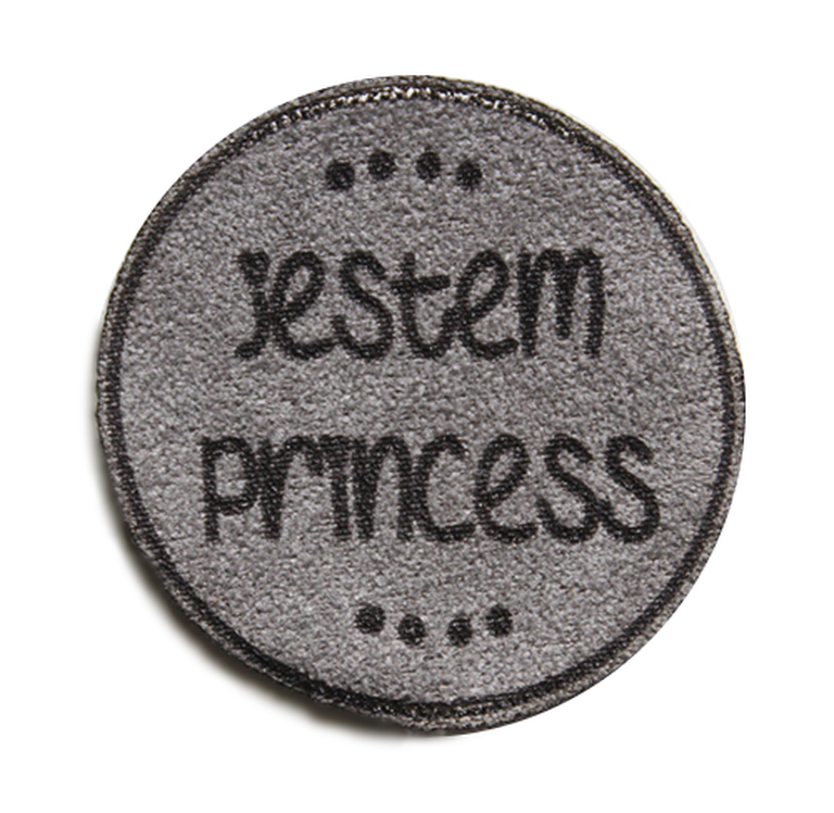 Wszywka KOŁO metka NUBUK zamsz JESTEM PRINCESS rękodzieło handmade (2)