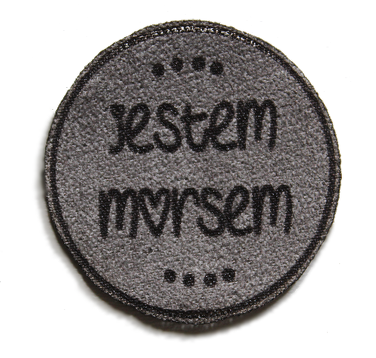 Wszywka KOŁO metka NUBUK zamsz JESTEM MORSEM rękodzieło handmade (2)
