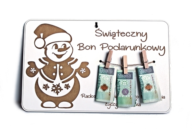 BON PODARUNKOWY święta prezent pod choinkę TABLICA klamerki życzenia świąteczne pomysł na (2)