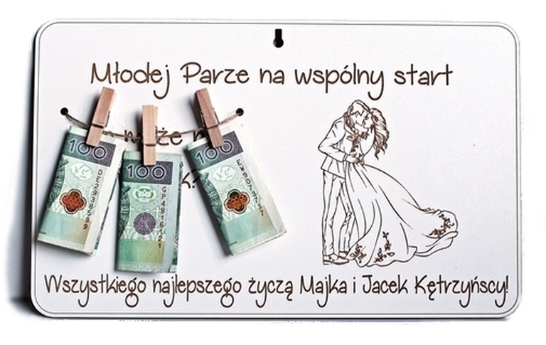 Tablica z miejscem na pieniądze Ślub klamerki życzenia wesele pomysł na prezent dla Pary Młodej (2)