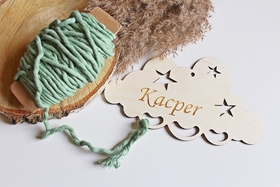 Drewniana obręcz baza MAKRAMA chmurka IMIĘ sklejki łapacz snów handmade rękodzieło polskie