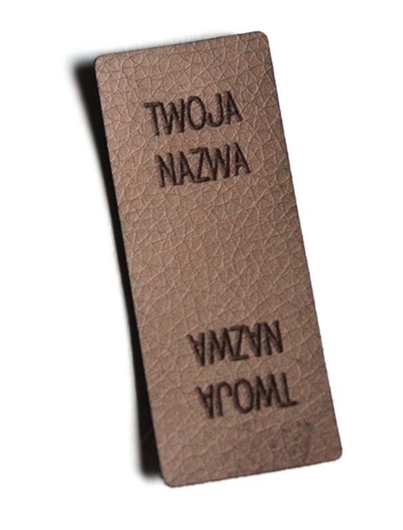 Naszywki wszywki ekoskóra TWOJA NAZWA 7x3,5 metka rękodzieło handmade  (1)