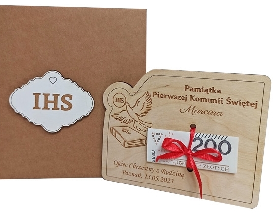Prezent na komunię Pamiątka I komunii KARTKA BON życzenia Pierwsza Komunia Święta (3)