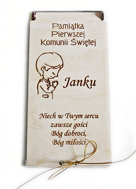 PUDEŁKO KOMUNIJNE PREZENTOWE OZDOBNE ETUI na PIENIĄDZE pudełko z życzeniami drewniane retro prezent Pierwsza Komunia Święta dla chłopca (1)