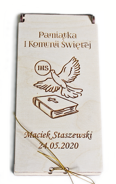 PUDEŁKO KOMUNIJNE PREZENTOWE OZDOBNE ETUI na PIENIĄDZE pudełko z życzeniami drewniane retro prezent Pierwsza Komunia Święta  (1)