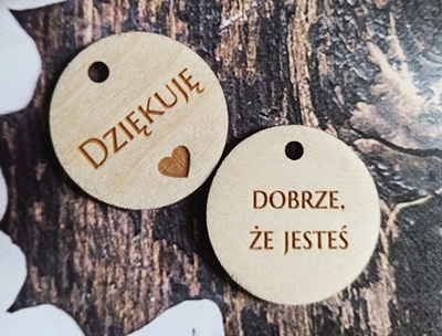 Zawieszka dwustronna drewniane metki HANDMADE rękodzieło oznaczanie wyrobów podziękowanie za zakup metka zawieszki DZIĘKUJĘ ŻE JESTEŚ (1)